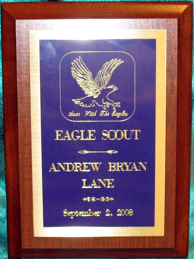 5 x 7 Eagle Scout Walnut Finish Plaque With Navy Blue Brass Plate - Best  Trophies and Awards