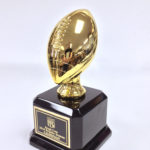 9" Tall Trophy with Gold  Plated Resin Football Trophy  with Piano Finish Base