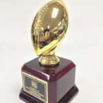 9" Tall Trophy with Gold  Plated Resin Football Trophy  with Piano Finish Base - Image 4