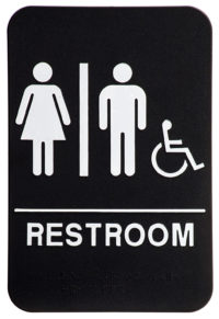 Black ADA "FAMILY RESTROOM"  Sign. 1/8" Thick. Raised White Text &  Graphics