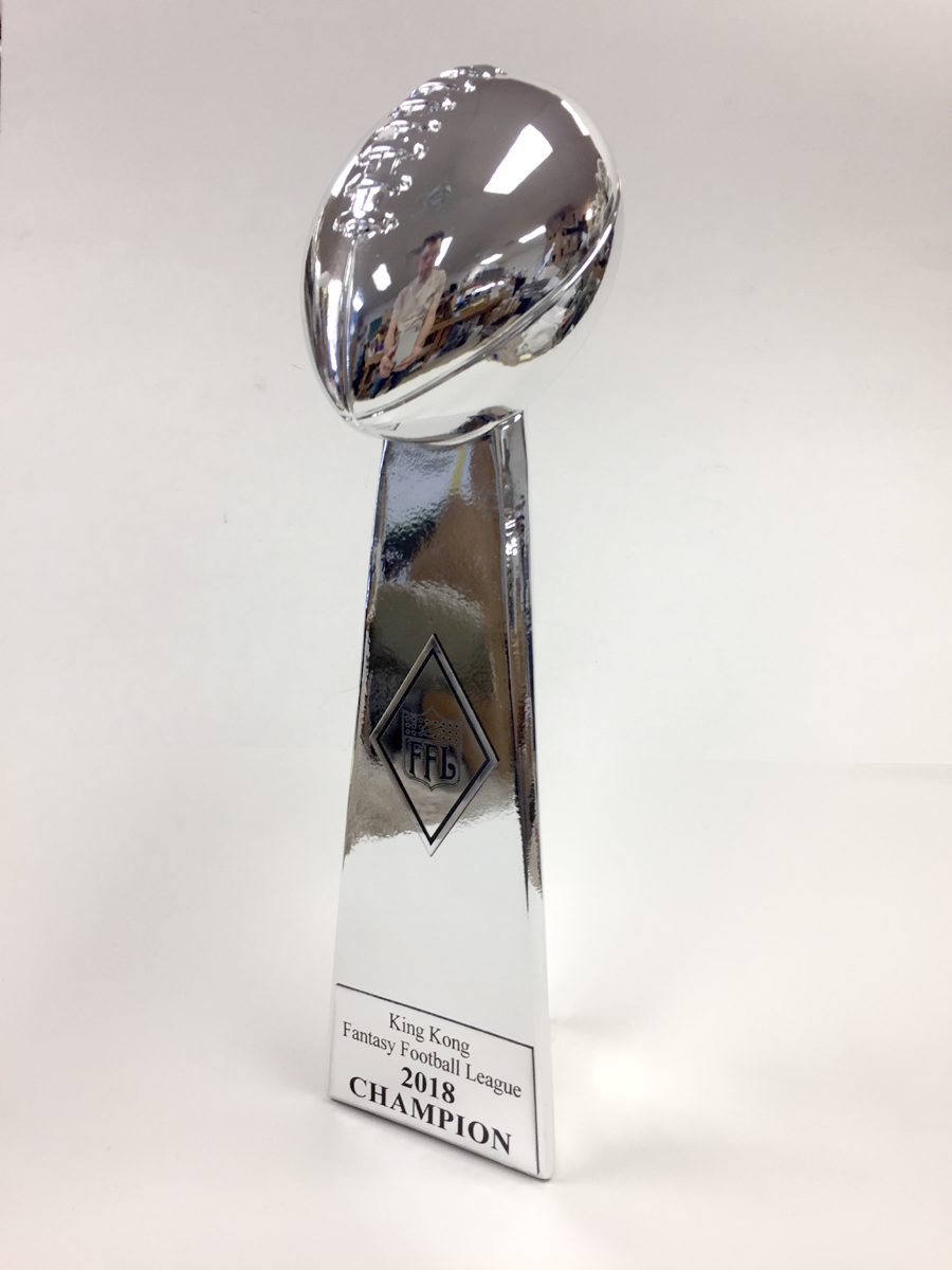 SMALL CHROME LOMBARDI STYLE 24 YR FANTASY FOOTBALL PERPETUAL TROPHY 144A/S 